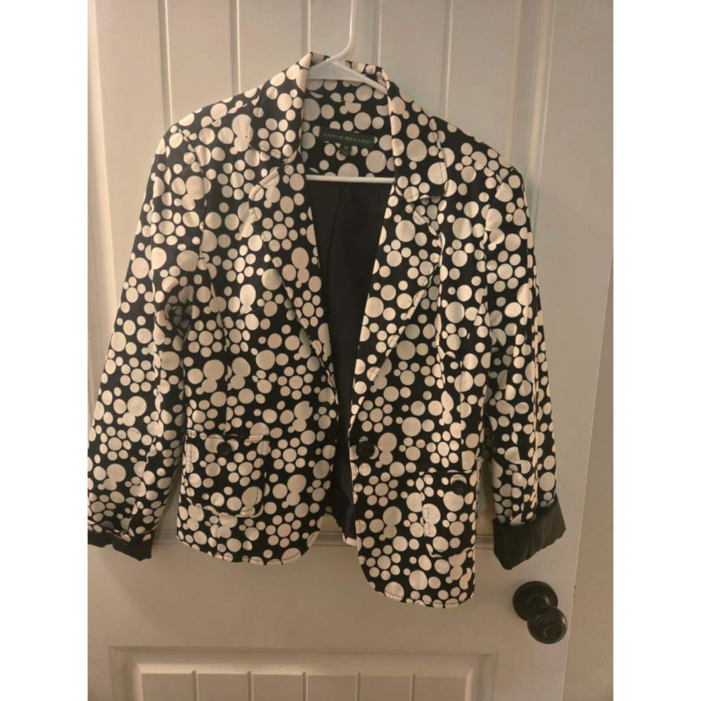 Women's Harve Benard Black & White Polka Dot Blazer Size M